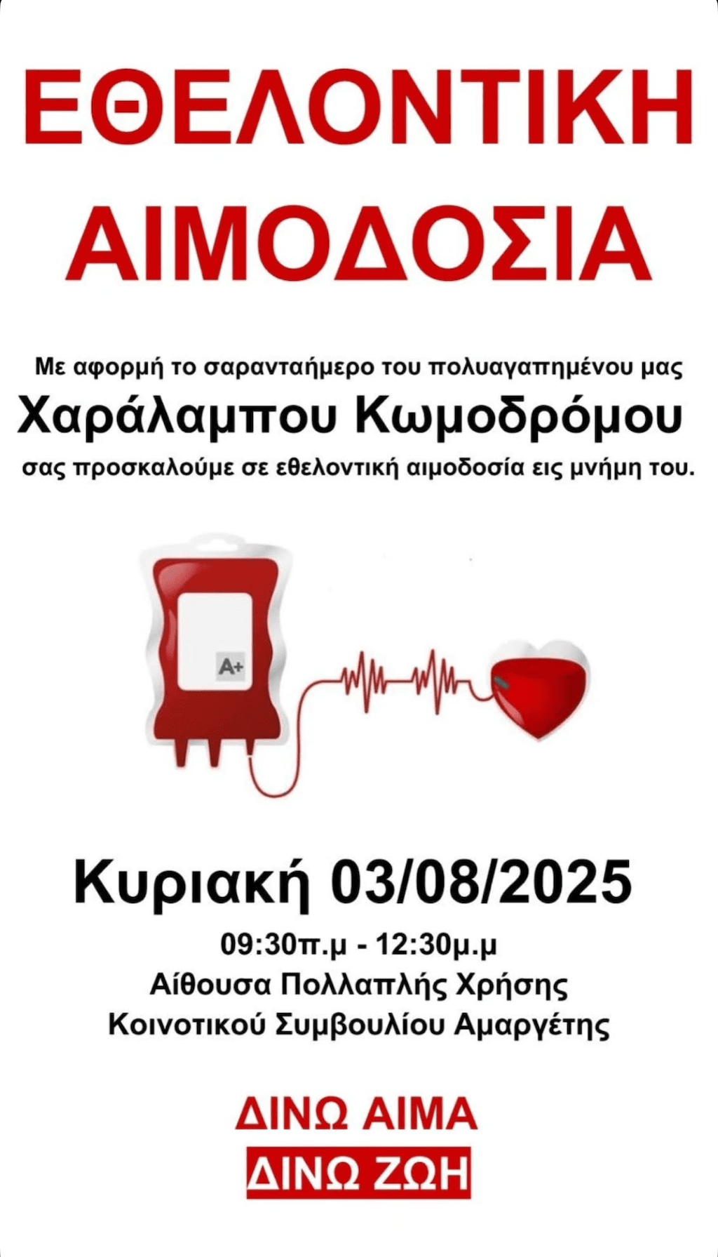 Ethelontiki aimodosia charalambos komodromos aug 25