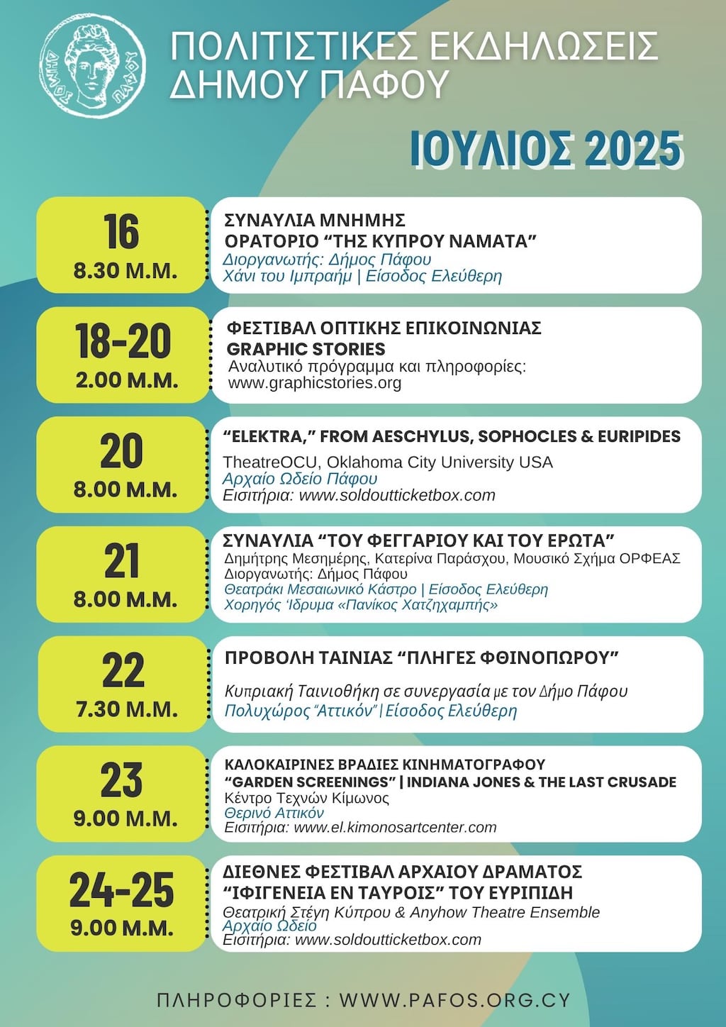Politistikes ekdilwseis dimou pafou 16 25 july 25
