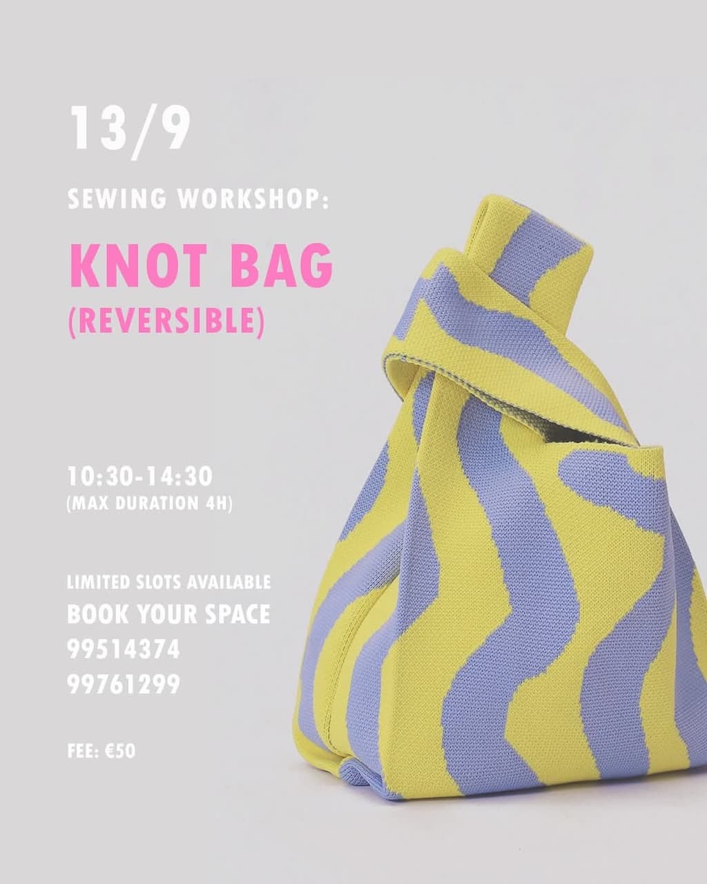 Sewing workshop knot bag sept 25