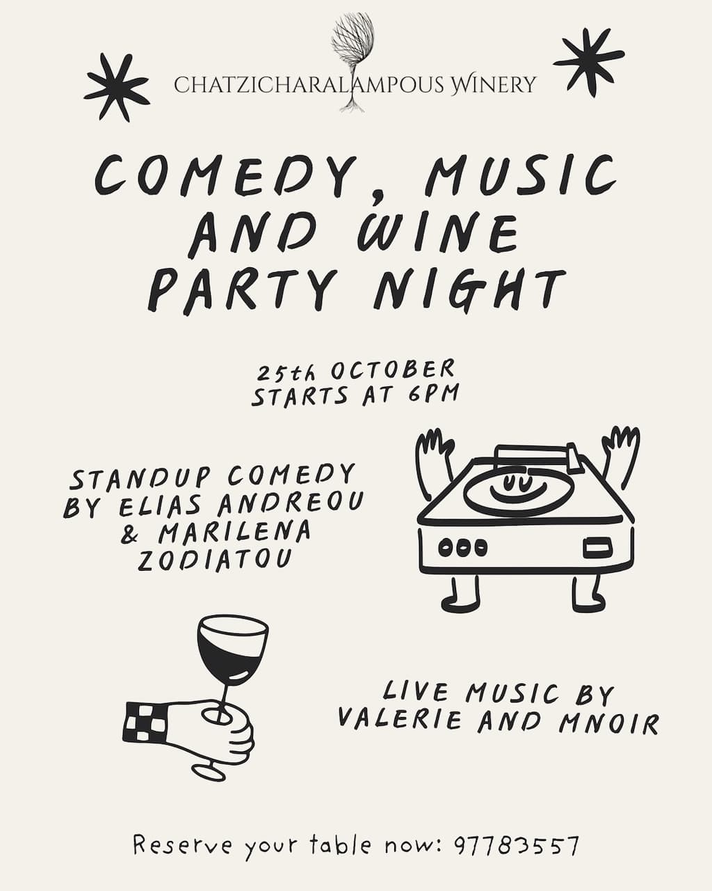 Comedy music wine party oct 25