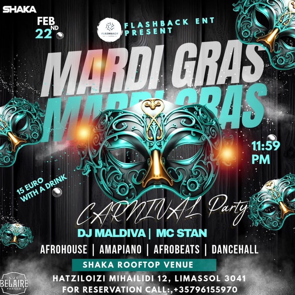 Mardi gras carnival party feb