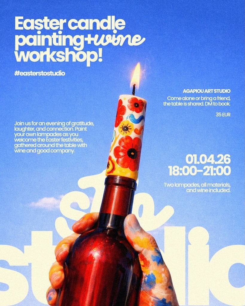 Easter candle painting and wine apr