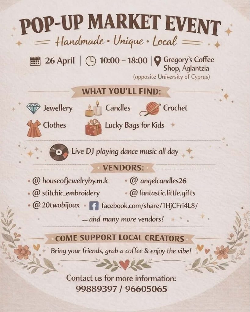 Pop up market event apr