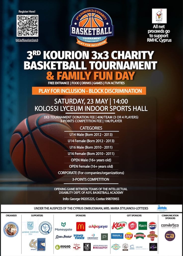 3rd Kourion 3×3 Charity Basketball Tournament & Family Fun Day