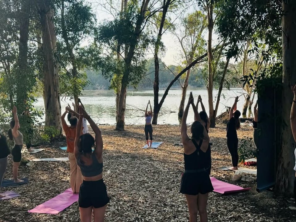 Sunset yoga lake july